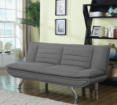 Coaster 503966 Sofa Bed with Chrome Legs in Grey Woven Fabric