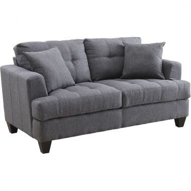 Coaster Samuel Loveseat with Tufted Cushions in Charcoal