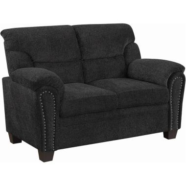 Coaster Clemintine Upholstered Loveseat with Nailhead Trim in Graphite