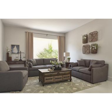 Coaster Contrary 3pc Reversible Cushion Livingroom Set in Charcoal