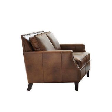 Coaster Leaton Upholstered Recessed Arms Loveseat in Brown Sugar
