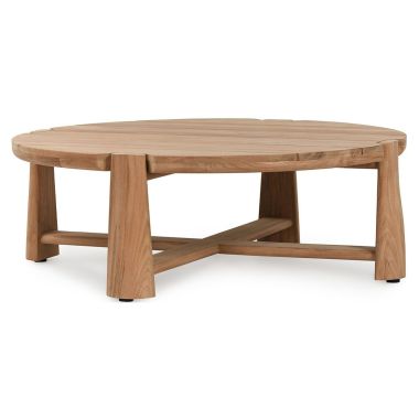 Classic Home Aston 48" Outdoor Round Coffee Table in Natural