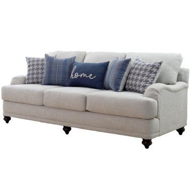 Coaster Gwen Recessed Arms Sofa in Light Grey