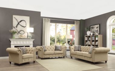 ACME Aurelia 3pc Motion Livingroom Set, Beige Linen