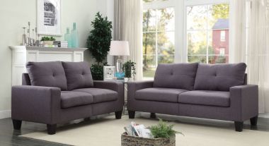 ACME Platinum II Sofa and Loveseat in Gray Linen