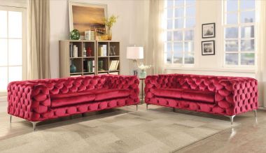 ACME Adam 2pc Livingroom Set, Red Velvet