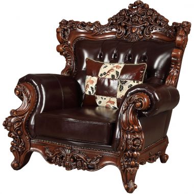 ACME Forsythia Chair, Espresso Top Grain Leather Match & Walnut