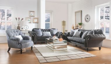 ACME Gaura 3pc Livingroom Set, Dark Gray Velvet