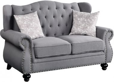 ACME Hannes Loveseat with 2 Pillows, Gray Fabric