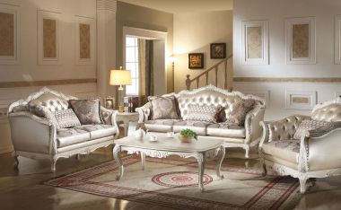 ACME Chantelle 3Pc Livingroom Set in Pearl White