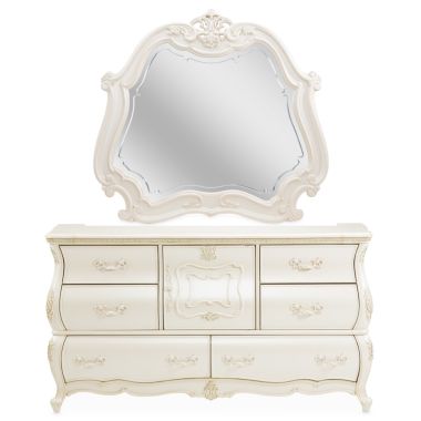 AICO Michael Amini Lavelle Dresser with Mirror Set in Classic Pearl