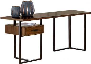 Homelegance Sedley Return Desk with One Reversible Cabinet in Walnut and Rustic Black
