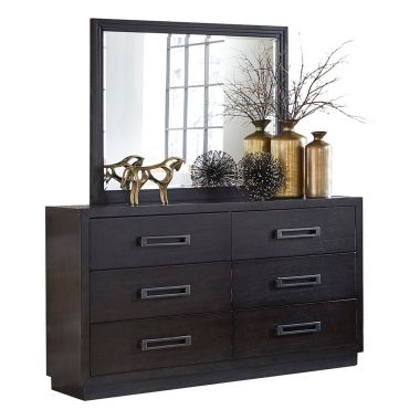 Homelegance Larchmont Dresser, Glass Insert with Mirror in Charcoal