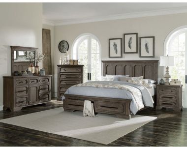 Homelegance Toulon 4pc California King Storage Bedroom Set in Oak Wire-Brushed Distressing