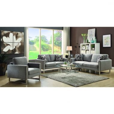 Coaster Stellan 3pc Livingroom Set with U-Shaped Steel Legs in Grey