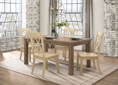 Homelegance Janina 5pc Dining Table Set in Pine and Buttermilk