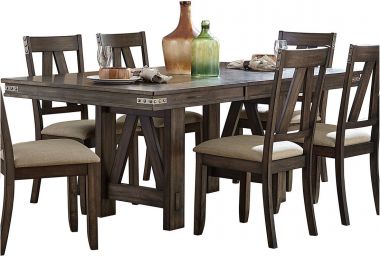 Homelegance Mattawa Trestle Butterfly Dining Table in Brown
