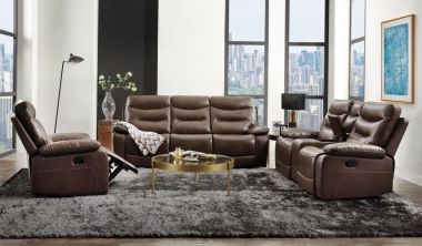 ACME Aashi 3pc Livingroom Set, Brown Leather-Gel Match