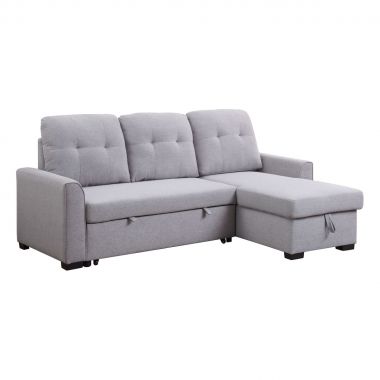 ACME Amboise Reversible Sleeper Sectional Sofa in Light Gray