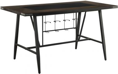 Homelegance Appert Counter Height Table with Glass Insert in Brown and Dark Gray