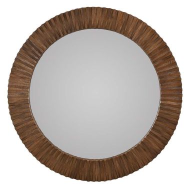Classic Home Myrtle 50" Round Mirror in Brown