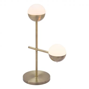 Zuo Modern Waterloo Table Lamp in White & Brushed Bronze