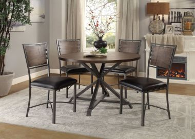 Homelegance Fideo 5pc Round Dining Table Set in Weathered Pine and Gray