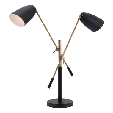 Zuo Modern Tanner Table Lamp in Matte Black & Brass