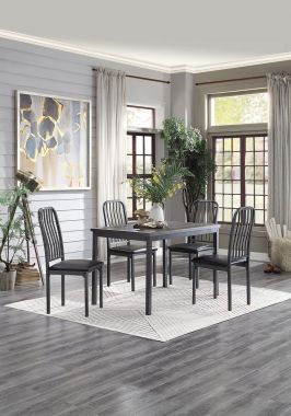 Homelegance Tripp 5pc Dining Table Set in Gray and Silver Gray Metal