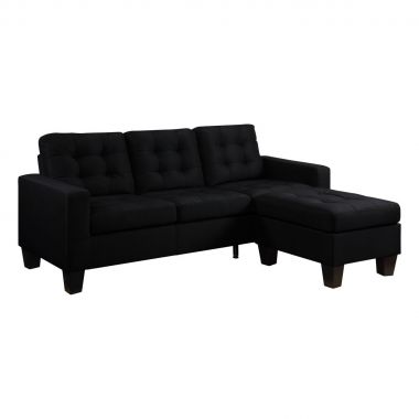 ACME Earsom Sofa & Ottoman in Black Linen