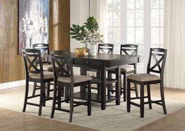 Homelegance Baywater 7pc Counter Height Table Set in Black and Natural