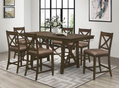 Homelegance Levittown 7pc Counter Height Table Set in Brown
