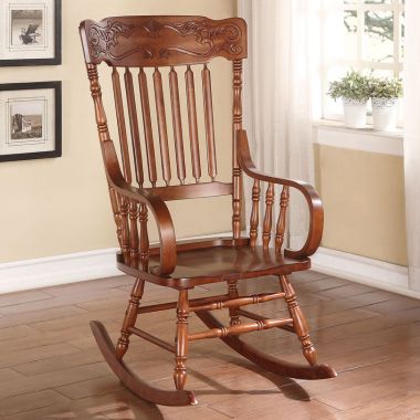 ACME Kloris Spindle Backrest Rocking Chair in Tobacco