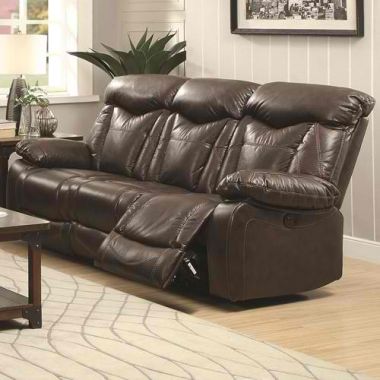 Coaster Zimmerman Reclining Sofa with Pillow Arms in Dark Brown
