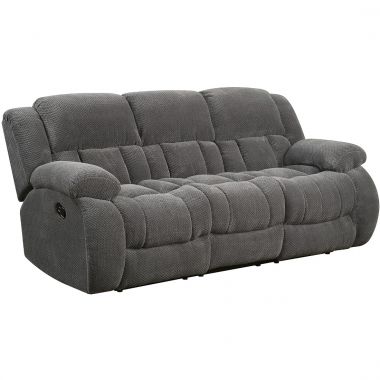 Coaster Weissman Pillow Padded Motion Reclining Sofa in Charcoal