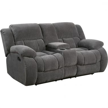 Coaster Weissman Pillow Padded Reclining Loveseat with Cupholders and Storage in Charcoal