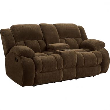 Coaster Weissman Pillow Padded Reclining Loveseat with Cupholders and Storage in Brown