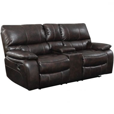 Coaster Willemse Motion Loveseat with Storage Console in Two Tone Dark Brown