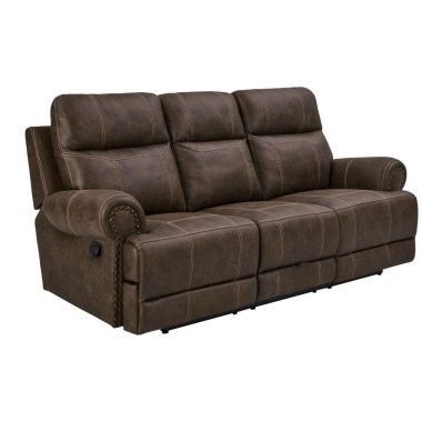 Coaster Brixton Upholstered Motion Sofa with Cup Holders in Buckskin Brown