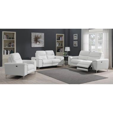 Coaster Largo 3pc Upholstered Power Livingroom Set in White