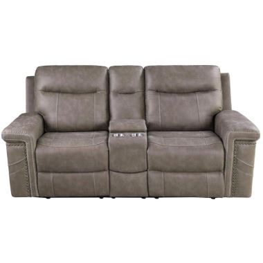 Coaster Wixom 1-Drawer Power Loveseat with Console in Taupe