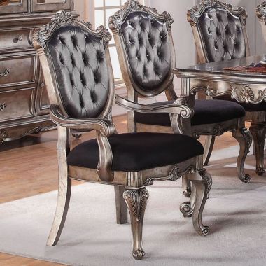 ACME Chantelle Arm Chair (Set of 2) Furniture Living Room Sets in Antique Platinum