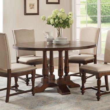 ACME Tanner Round Pedestal Dining Table, Cherry