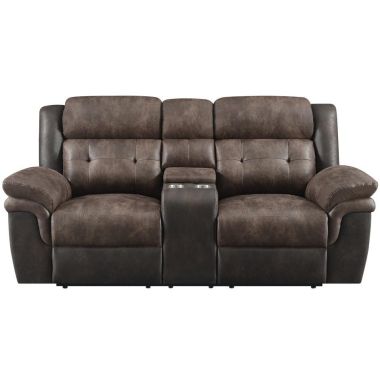 Coaster Saybrook Tufted Cushion Power Loveseat in Chocolate and Dark Brown
