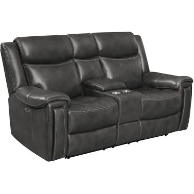 Coaster Shallowford Upholstered Power^2 Loveseat with Console Hand Rubbed in Charcoal