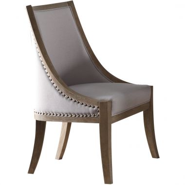 ACME Eleonore Dining Chair, Taupe Linen & Weathered Oak