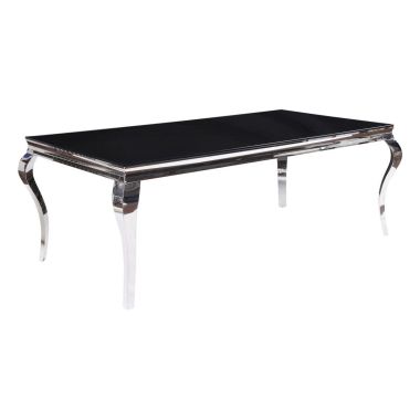 ACME Fabiola Dining Table, Stainless Steel and Black Glass