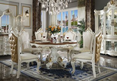 ACME Picardy 7pc Dining Set, Antique Pearl