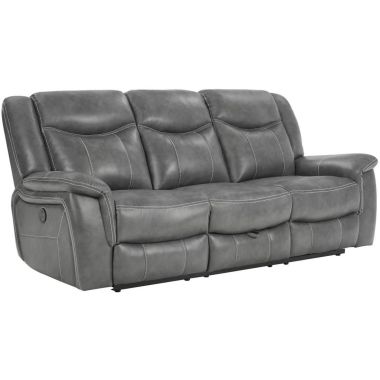 Coaster Conrad Upholstered Power Sofa with Drop-Down Table in Grey