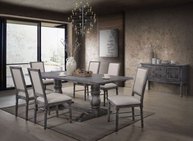 ACME Leventis 7pc Dining Table Set, Weathered Gray